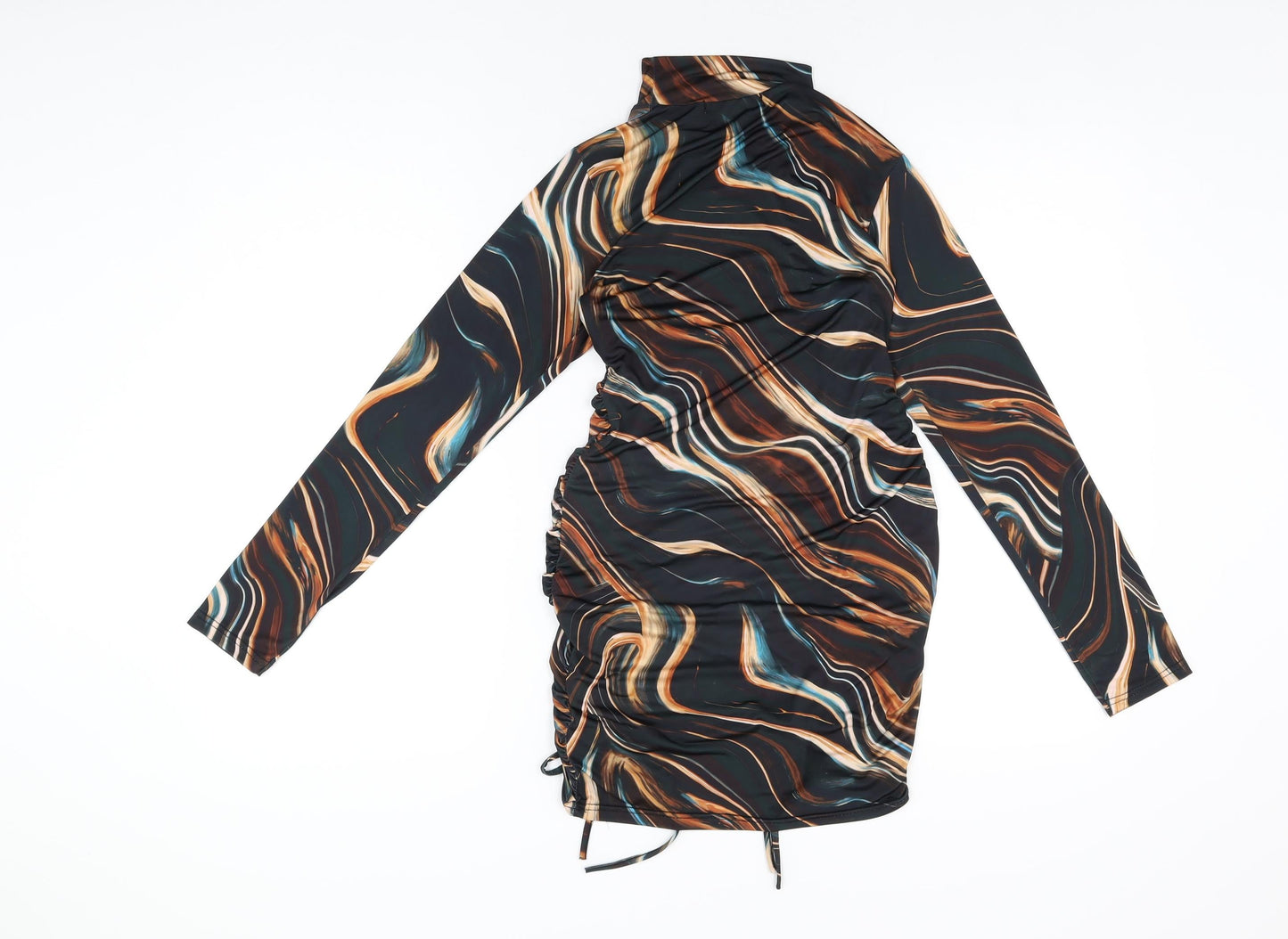 AX Paris Womens Black Geometric Polyester Bodycon Size 8 High Neck Pullover