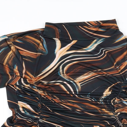 AX Paris Womens Black Geometric Polyester Bodycon Size 8 High Neck Pullover