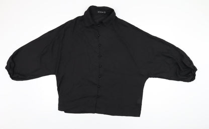 Womens UK Size 12 PRETTYLITTLETHING Black Basic Button-Up
