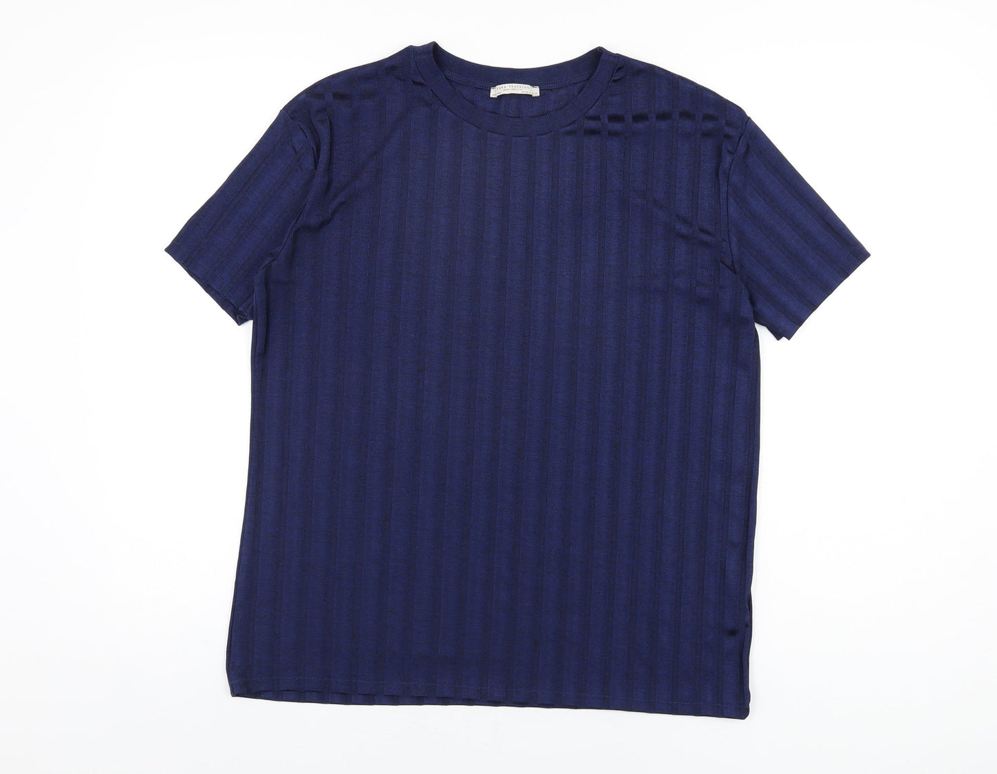 Womens UK Size S Zara Blue Basic T-Shirt