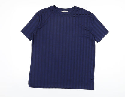 Womens UK Size S Zara Blue Basic T-Shirt