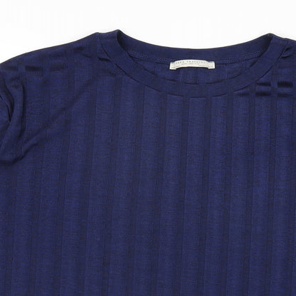 Womens UK Size S Zara Blue Basic T-Shirt