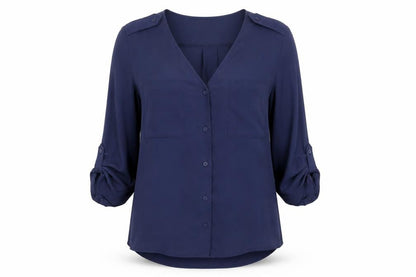 Womens UK Size 8 H&M Blue Basic Button-Up