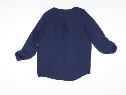 Womens UK Size 8 H&M Blue Basic Button-Up