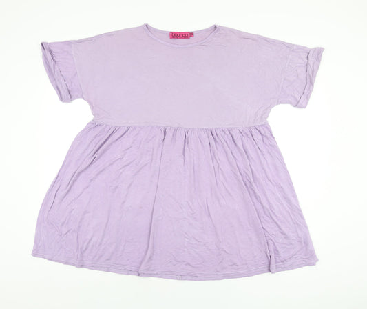 Boohoo Womens Purple Viscose Shift Size 10 Round Neck Pullover