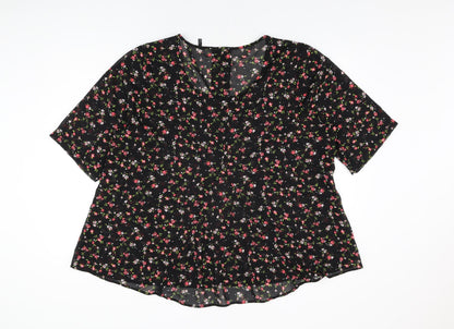 Womens UK Size 26 Label Be Black Basic Blouse