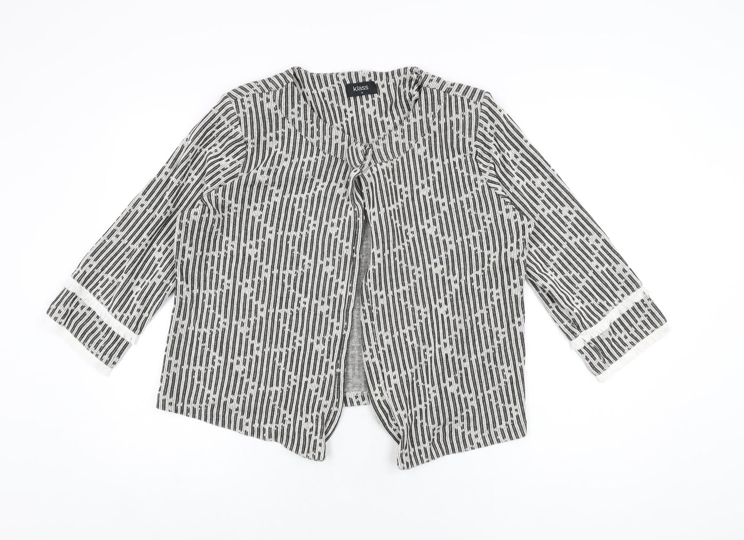 Klass Womens Grey Striped Jacket Size 14 Button