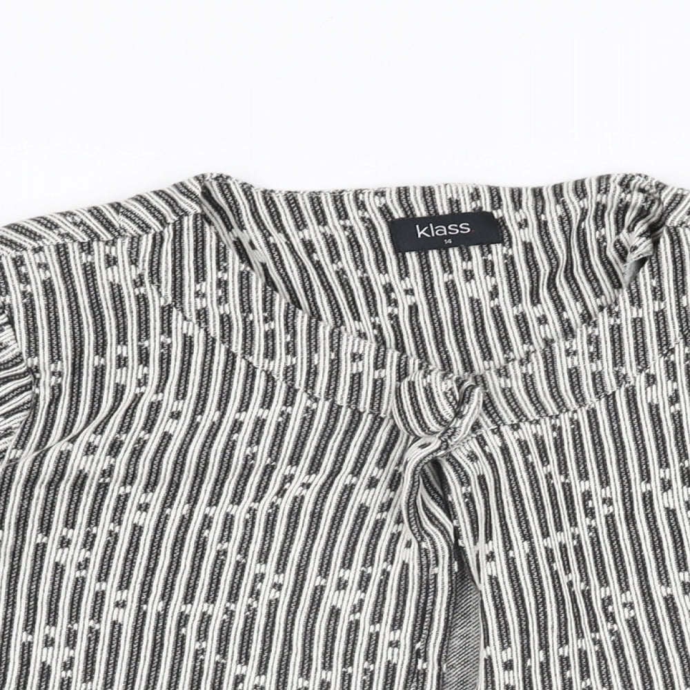 Klass Womens Grey Striped Jacket Size 14 Button