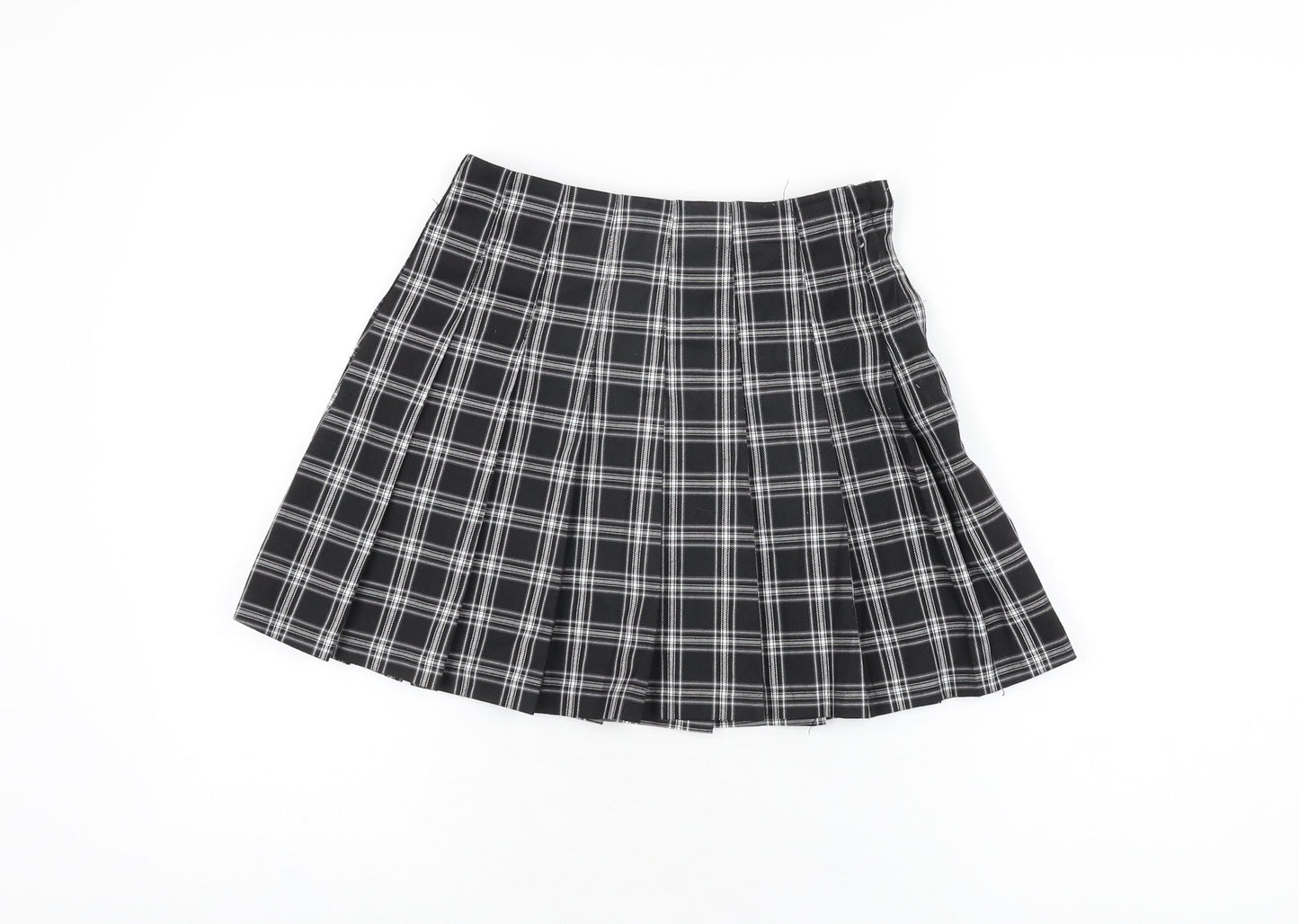 H&M Womens Black Plaid Polyester Mini Skirt Size 4 Zip