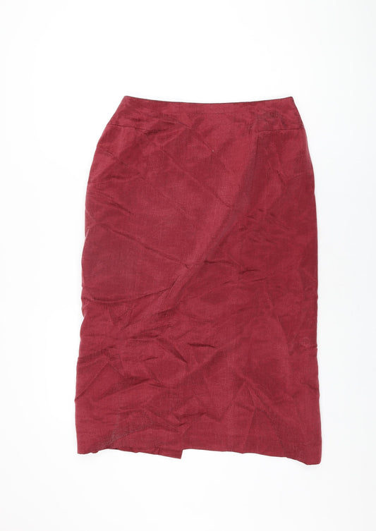 Country Casuals Womens Red Cupro Straight & Pencil Skirt Size 14 Zip