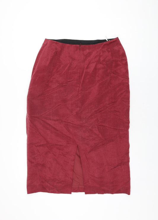 Country Casuals Womens Red Cupro Straight & Pencil Skirt Size 14 Zip