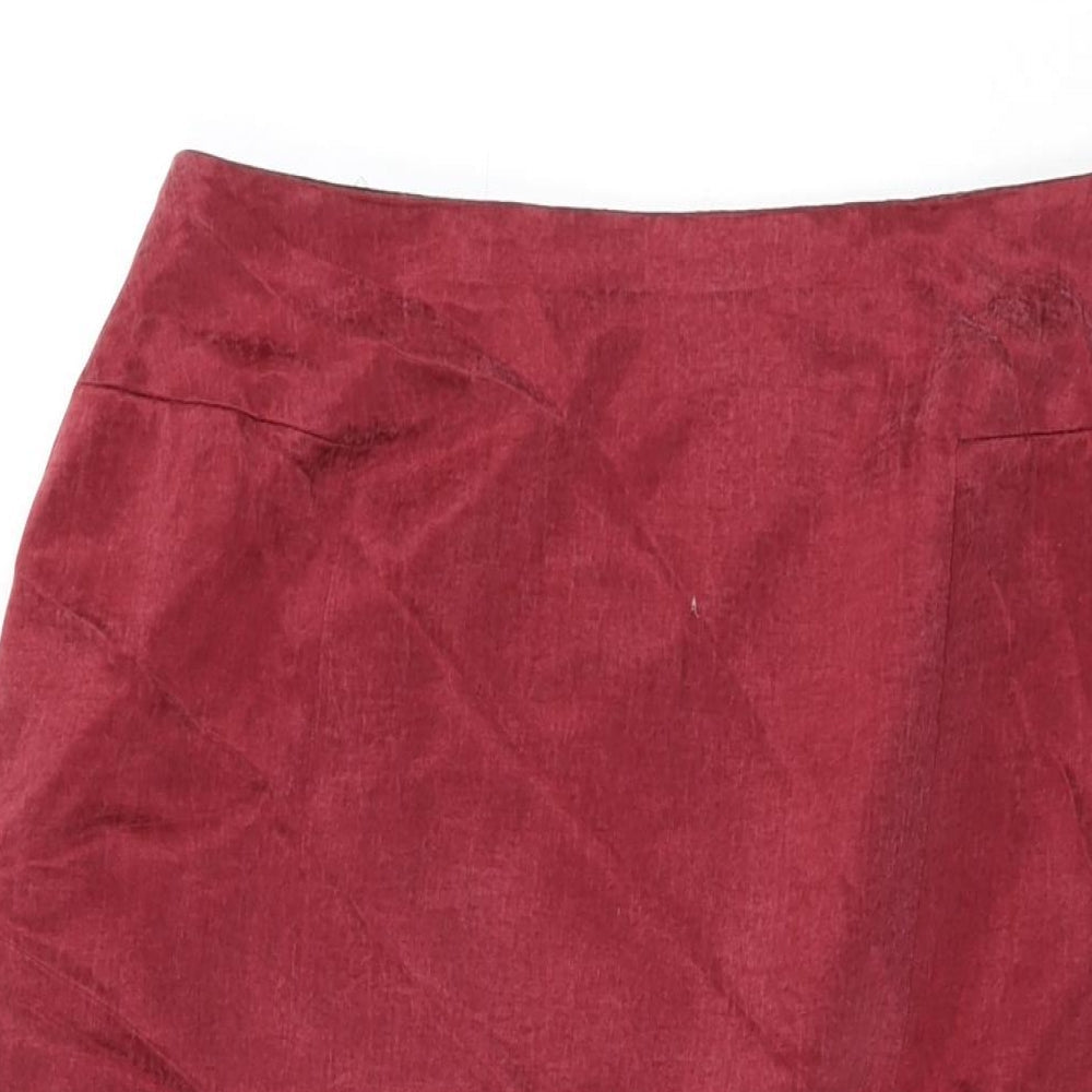 Country Casuals Womens Red Cupro Straight & Pencil Skirt Size 14 Zip