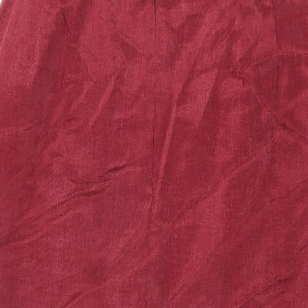 Country Casuals Womens Red Cupro Straight & Pencil Skirt Size 14 Zip
