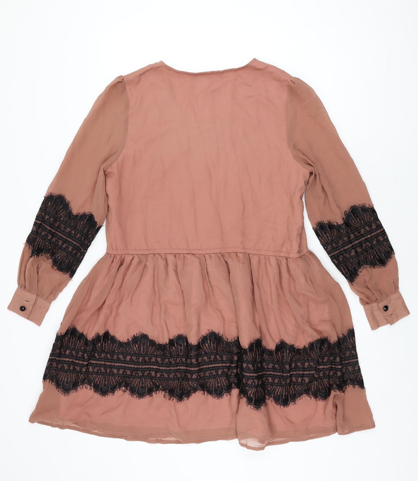Louche Womens Pink Polyester Skater Dress Size M Round Neck Pullover
