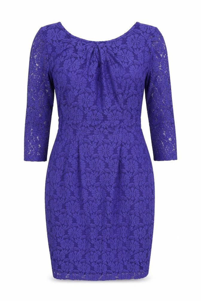 Dorothy Perkins Womens Blue Floral Cotton Bodycon Size 8 Round Neck Zip