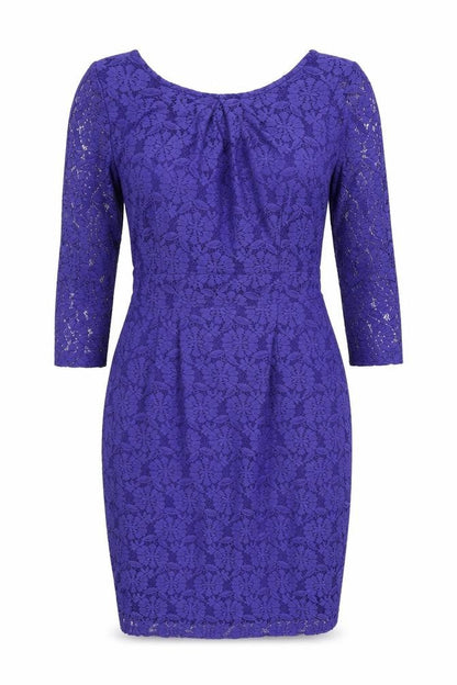 Dorothy Perkins Womens Blue Floral Cotton Bodycon Size 8 Round Neck Zip