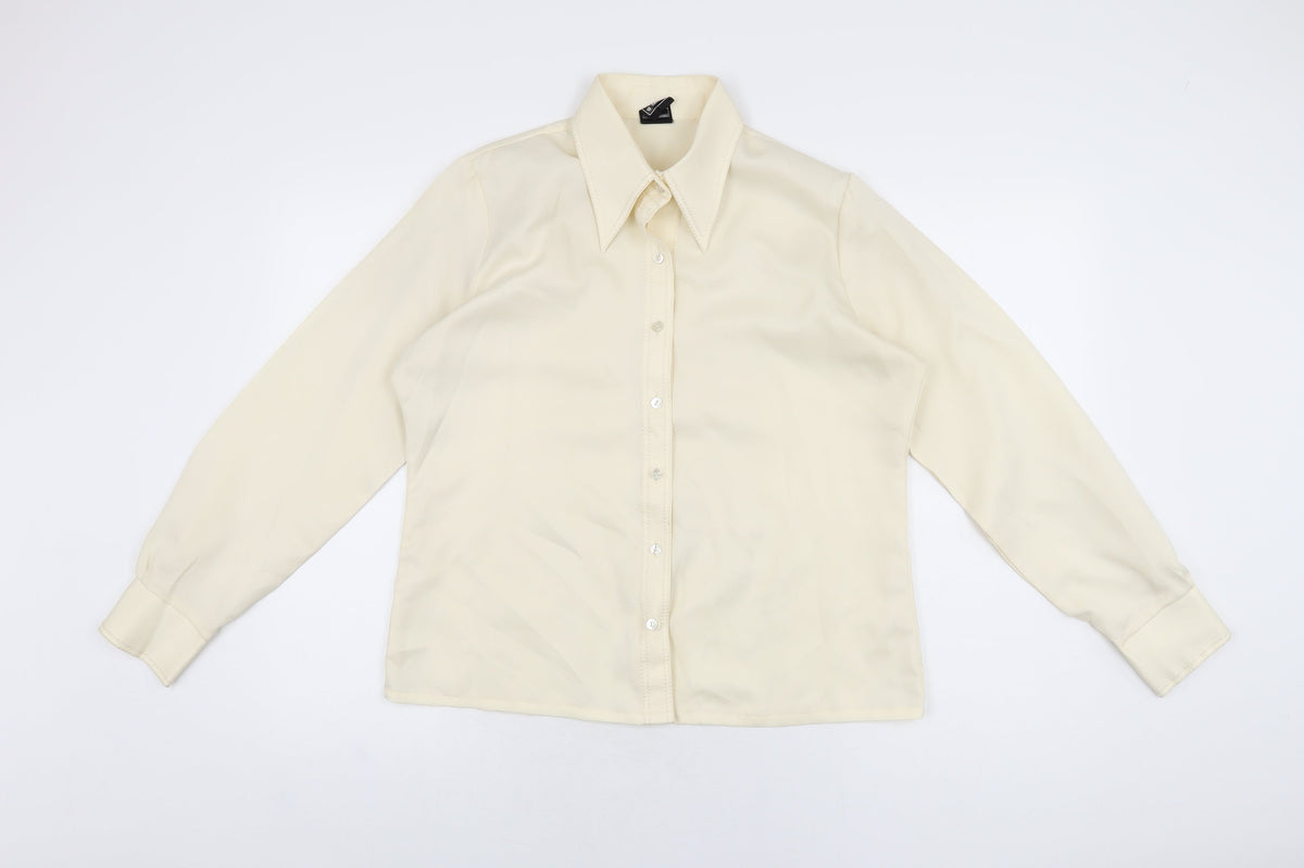 Fashions Womens Ivory Polyester Basic Button-Up Size 18 Collared