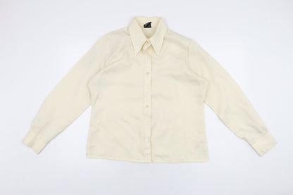 Fashions Womens Ivory Polyester Basic Button-Up Size 18 Collared