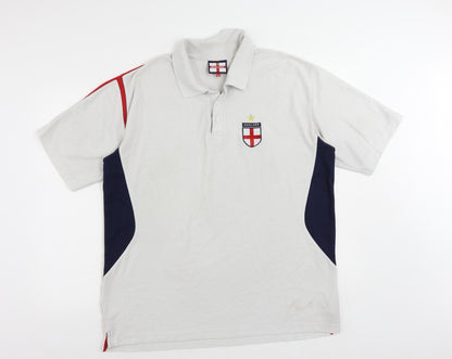 England Mens Grey Polyester Polo Size XL Collared Button - Vintage