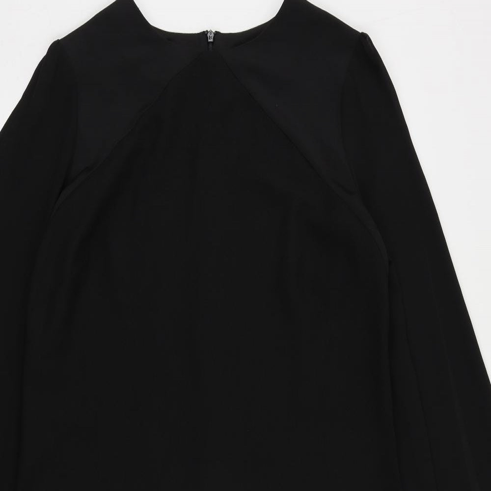 NEXT Womens Black Polyester Shift Size 12 Round Neck Zip - Embellished