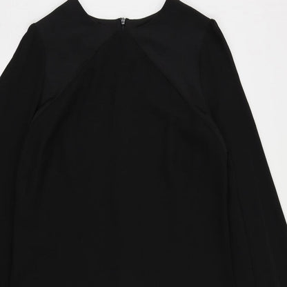 NEXT Womens Black Polyester Shift Size 12 Round Neck Zip - Embellished