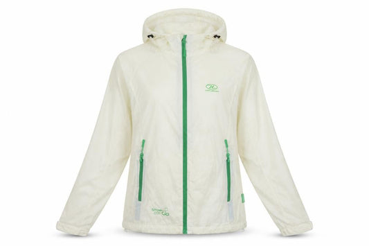 Huighlander Womens Ivory Windbreaker Jacket Size M Zip - Vintage Logo Technical