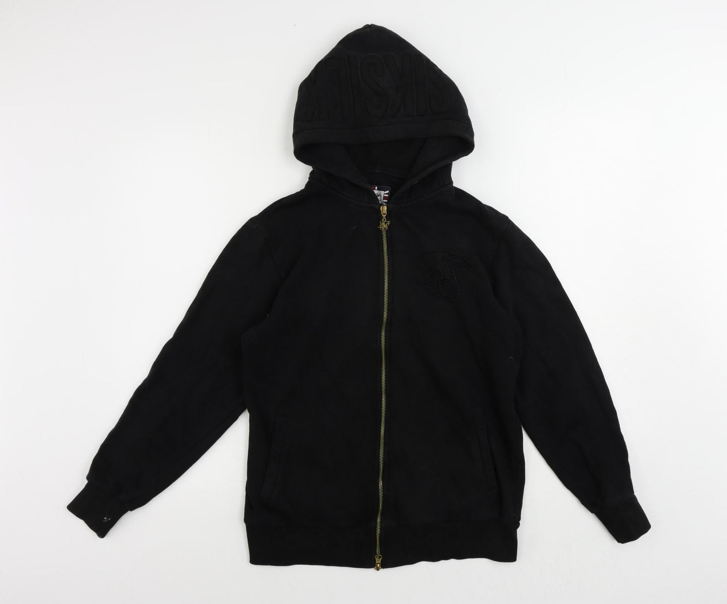 Mens UK Size XS SikSilk Black Full Zip Hoodie