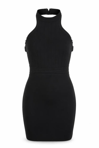 Boohoo Womens Black Polyester Bodycon Size 10 Halter Zip - Backless