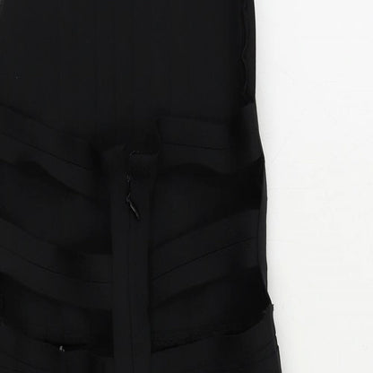 Boohoo Womens Black Polyester Bodycon Size 10 Halter Zip - Backless