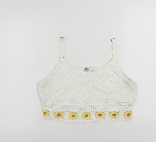 Womens UK Size L Hollister White Cropped Tank