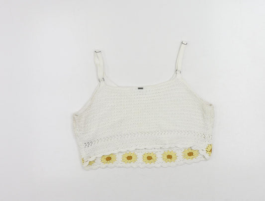 Womens UK Size L Hollister White Cropped Tank