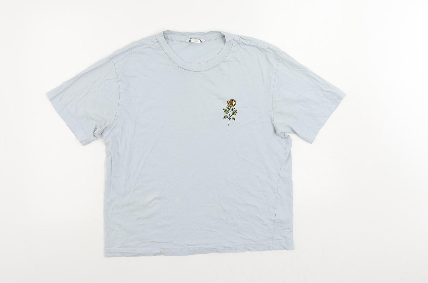 Womens UK Size S Monki Blue Basic T-Shirt