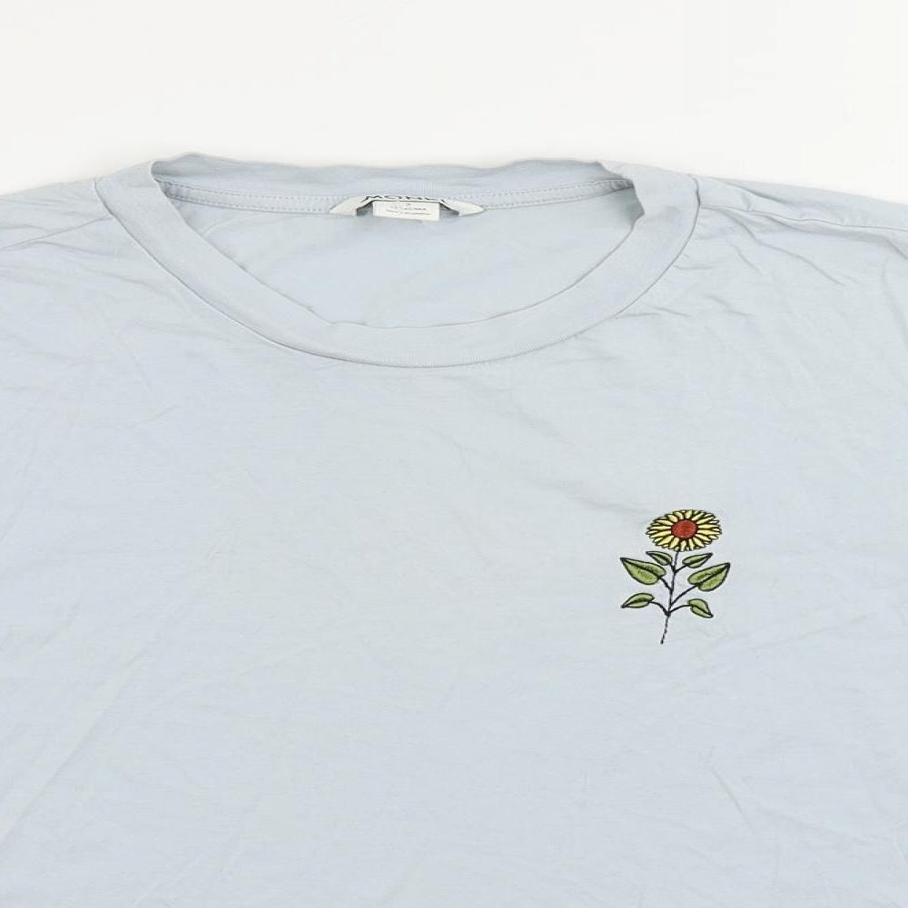 Womens UK Size S Monki Blue Basic T-Shirt