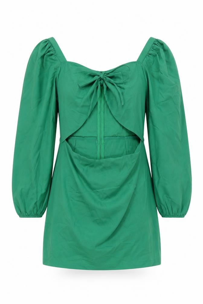 Front view of I SAW IT FIRST women’s green polyester pencil dress, size UK 18, sweetheart zip - cut out