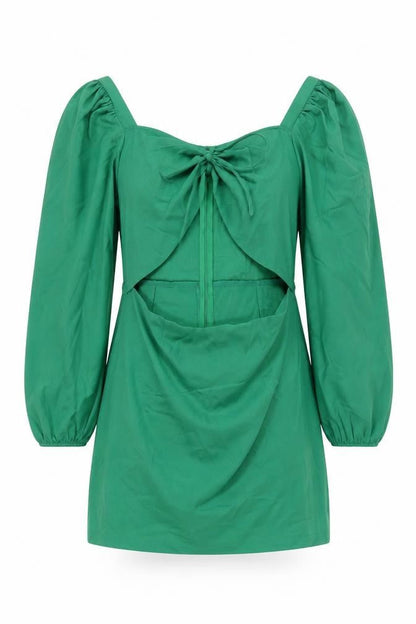 Front view of I SAW IT FIRST women’s green polyester pencil dress, size UK 18, sweetheart zip - cut out