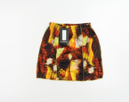 PRETTYLITTLETHING Womens Multicoloured Geometric Polyester Mini Skirt Size 8 - Elastic Waist