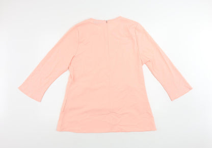 Fesyen 5 Womens Pink Polyester Tunic Blouse Size 14 Round Neck - Rhinestone