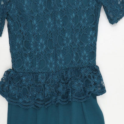 Monsoon Womens Green Polyester Pencil Dress Size 10 Boat Neck Zip - Peplum