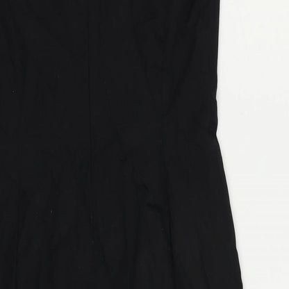 Kaliko Womens Black Cotton Pencil Dress Size 8 V-Neck Zip - Embroidered