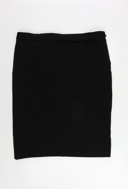Kaleidoscope Womens Black Polyester Straight & Pencil Skirt Size 20 Zip - Belted Pearl Detail