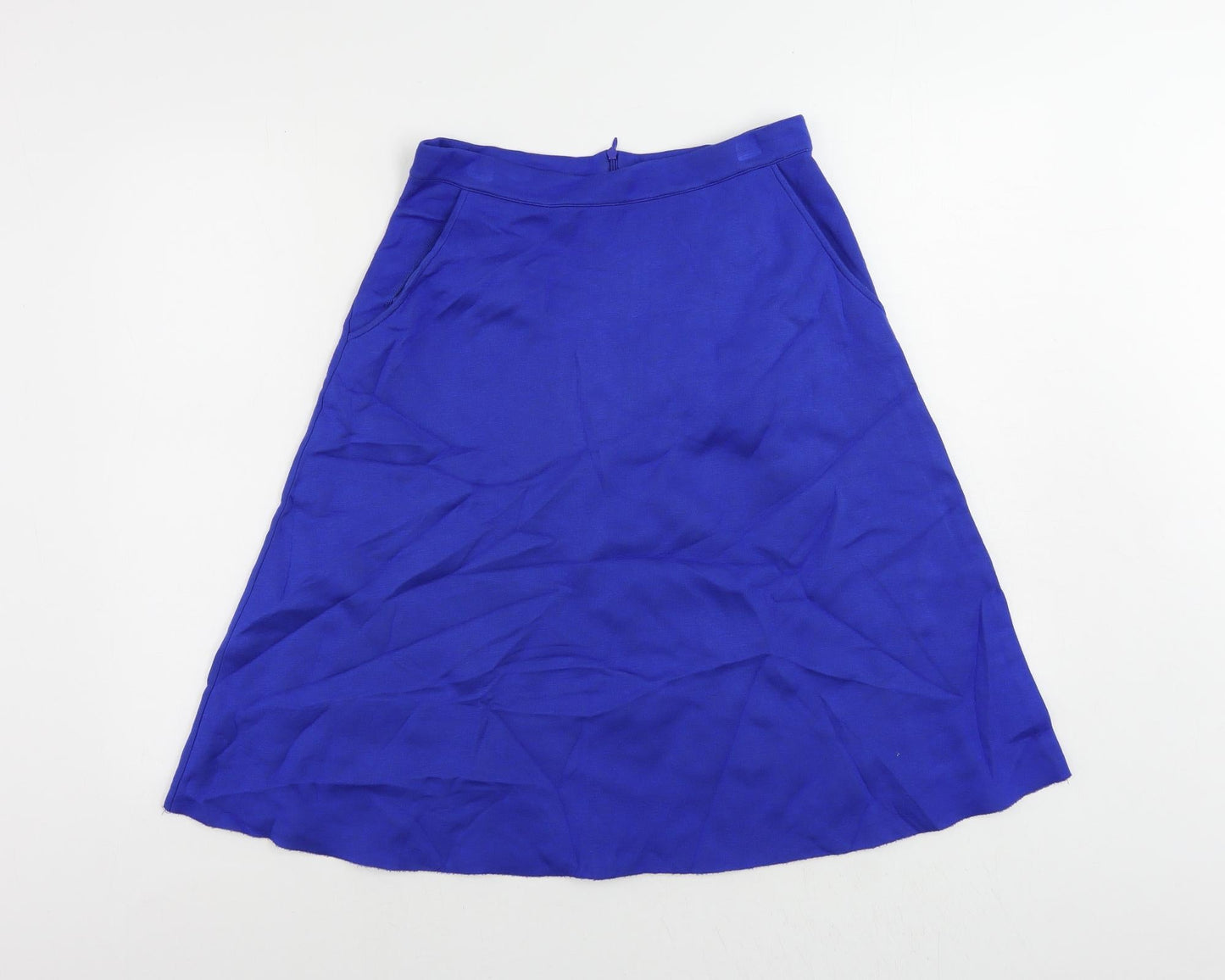 étre cécile Womens Blue Viscose A-Line Skirt Size S Zip - Pockets