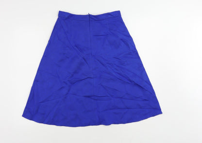 étre cécile Womens Blue Viscose A-Line Skirt Size S Zip - Pockets