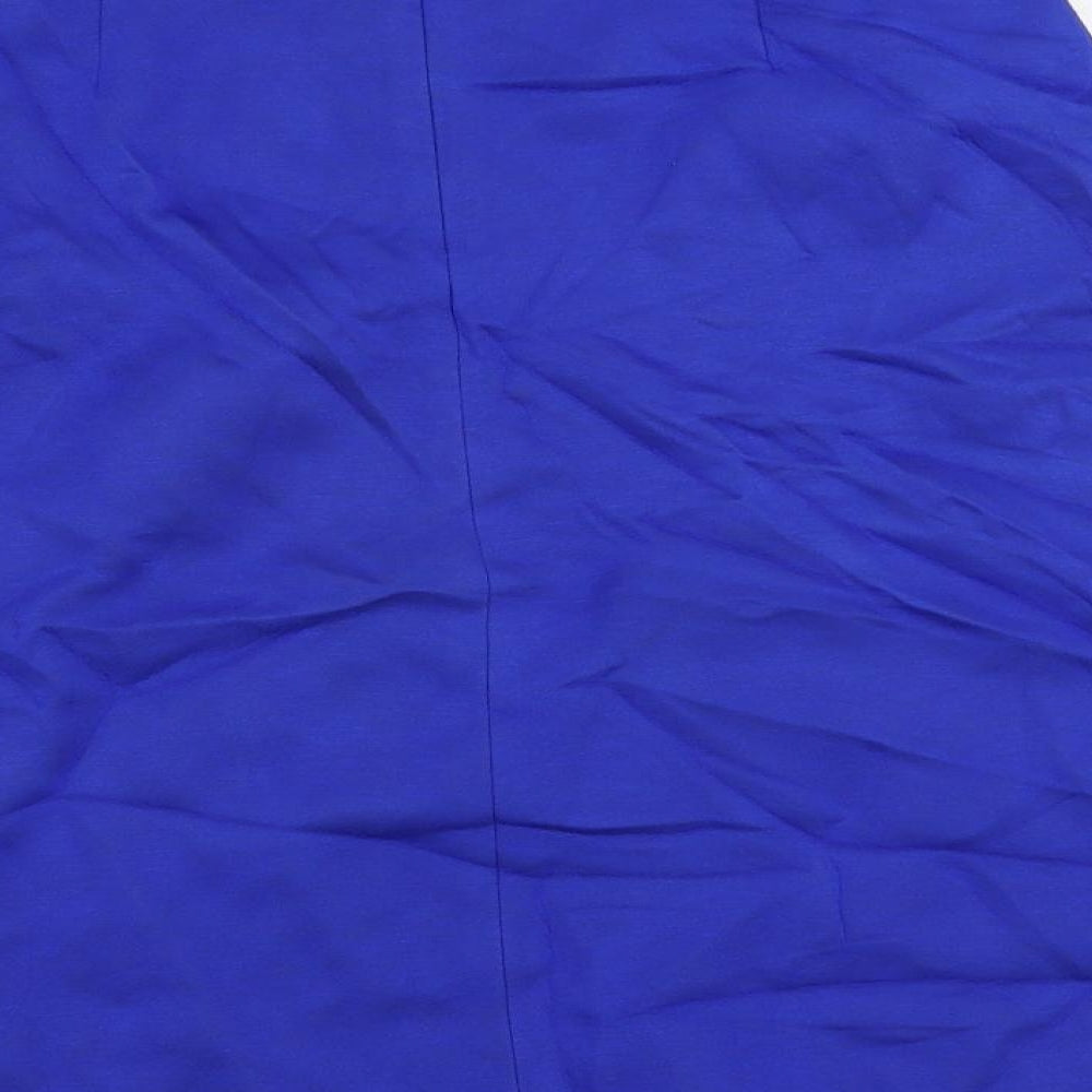 étre cécile Womens Blue Viscose A-Line Skirt Size S Zip - Pockets