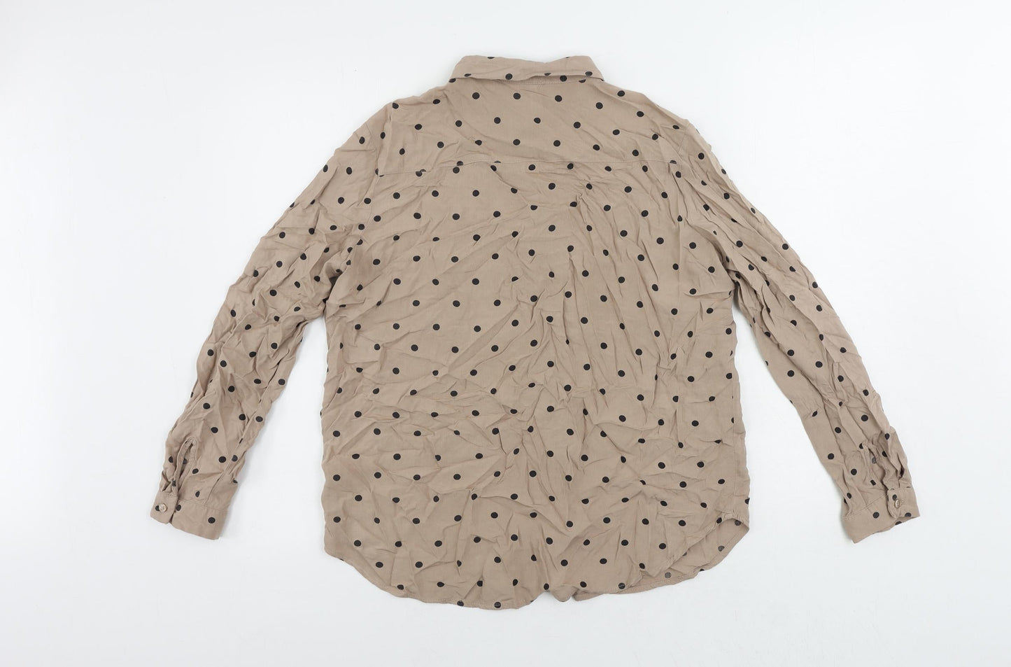 Divided by H&M Womens Brown Polka Dot Viscose Basic Button-Up Size 6 Collared