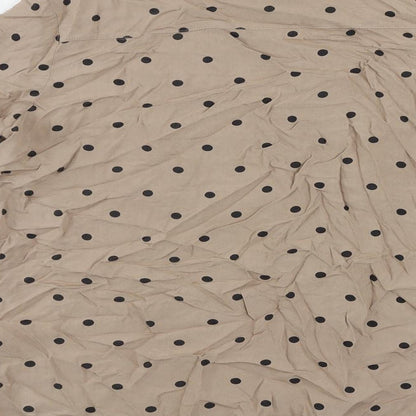 Divided by H&M Womens Brown Polka Dot Viscose Basic Button-Up Size 6 Collared