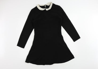 Mango Womens Black Polyester Mini Size S Collared Zip