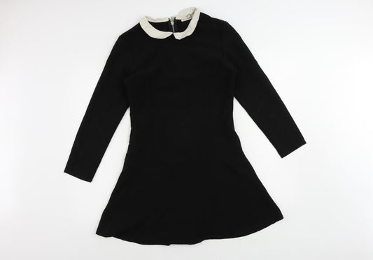 Mango Womens Black Polyester Mini Size S Collared Zip
