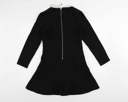 Mango Womens Black Polyester Mini Size S Collared Zip