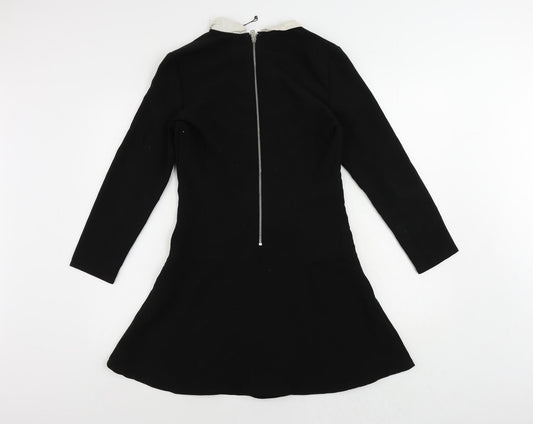 Mango Womens Black Polyester Mini Size S Collared Zip