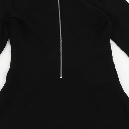 Mango Womens Black Polyester Mini Size S Collared Zip